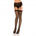 Lace top fishnet thigh high