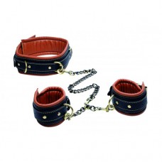 Coax Leren Halsband + Boeien - Zwart/Cognac