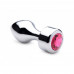 Aluminum Buttplug Met Roze Kristal - Groot