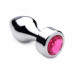 Aluminum Buttplug Met Roze Kristal - Medium