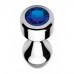 Aluminum Buttplug Met Blauw Kristal  - Groot