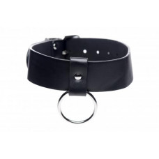 Zwarte Vegan Halsband Met Ring