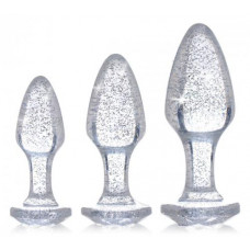 Glitter Gem Anaalplug Set - Zilver