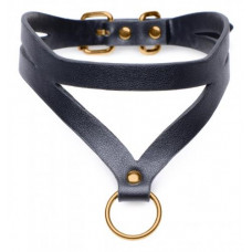 Bondage Baddie Collar Met O-ring - Zwart/Goud