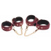 6-delige BDSM Suede Boeienset Met Collar En Riem - Bordeaux