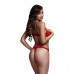 Baci - Sexy Stringbody Met Open Cups Rood/ Zwart