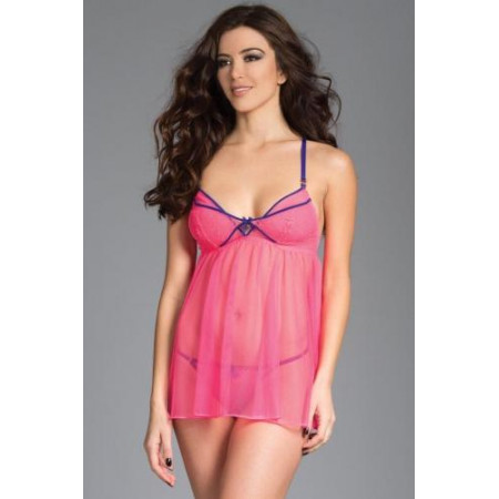 Transparante Mesh Babydoll Met String