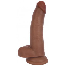 Realistische Dildo Met Balzak 21 CM - Bruin