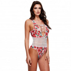 Baci - White Floral & Lace Body Met Sexy Rijgveter