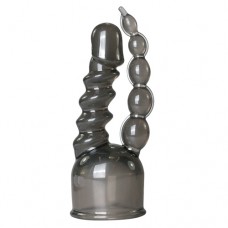 EasyToys Wand Collection - Zwart opzetstuk met penis en anaal bead