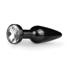 Metalen buttplug met diamant - zwart