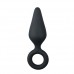 Zwarte buttplug met trekring - medium