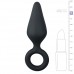 Zwarte buttplug met trekring - medium