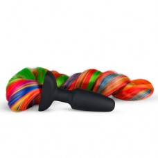 Siliconen Buttplug Met Staart - Regenboog